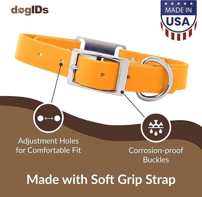 dogIDs Personalized Dog Collar – ScruffTag Custom Waterproof Biothane Dog Collar with Laser-Engraved Name, Durable & Odor-Resistant – USA Made | Creamsicle, 1 in x 16 in (Fits Neck Sizes 14-18 in)