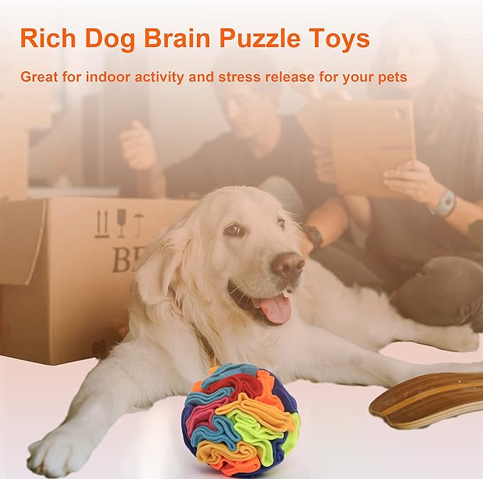 Ablechien Snuffle Ball - Snuffle Ball for Small Dogs, Interactive Dog Toys to Keep Them Busy, Puppy Dog Puzzle Toy with Storage Bag Machine Washable