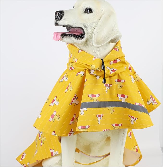 HAPEE Dog Raincoats with Reflective Strip Hoodie,Poncho Jacket for Large Dogs fit Golden Retriever Doodle (E5-Yellow River, 22B (55-65 lbs))