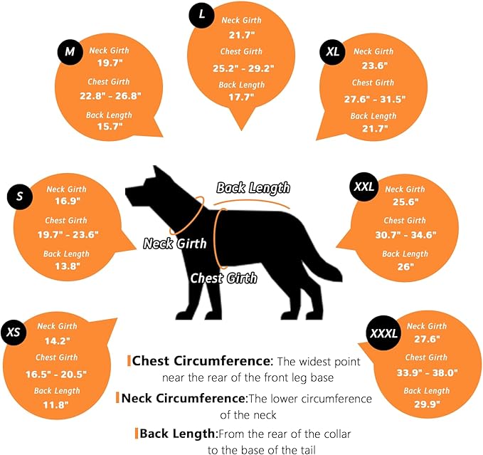 Dog Coat Dogs Jacket Waterproof Reflective Adjustable Dog-Winter Coats for Small/Medium/Large Dogs Dachshund Coat-(Orange, X-Large)