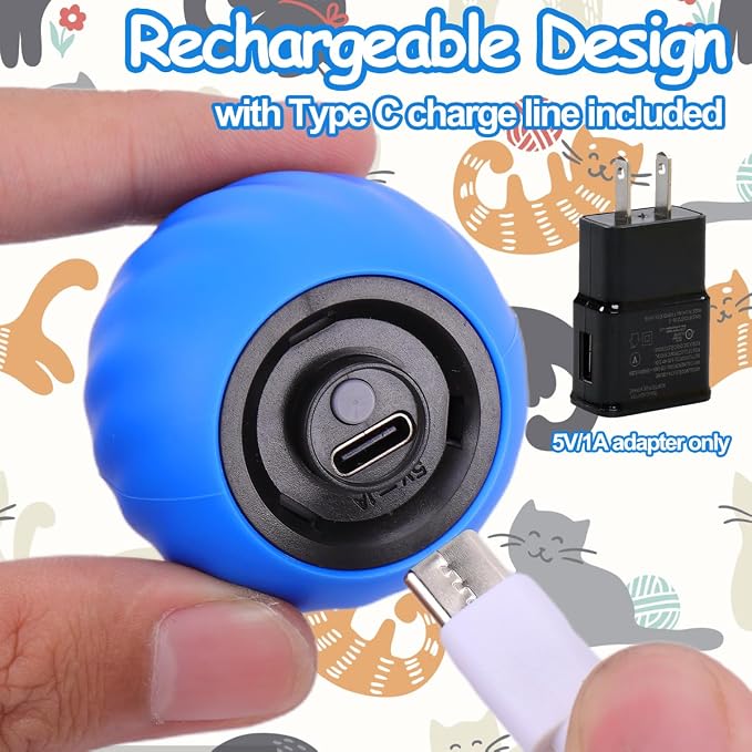 2PCS Interactive Cat Toy Ball, Rechargeable Cat Toys for Indoor Cats
