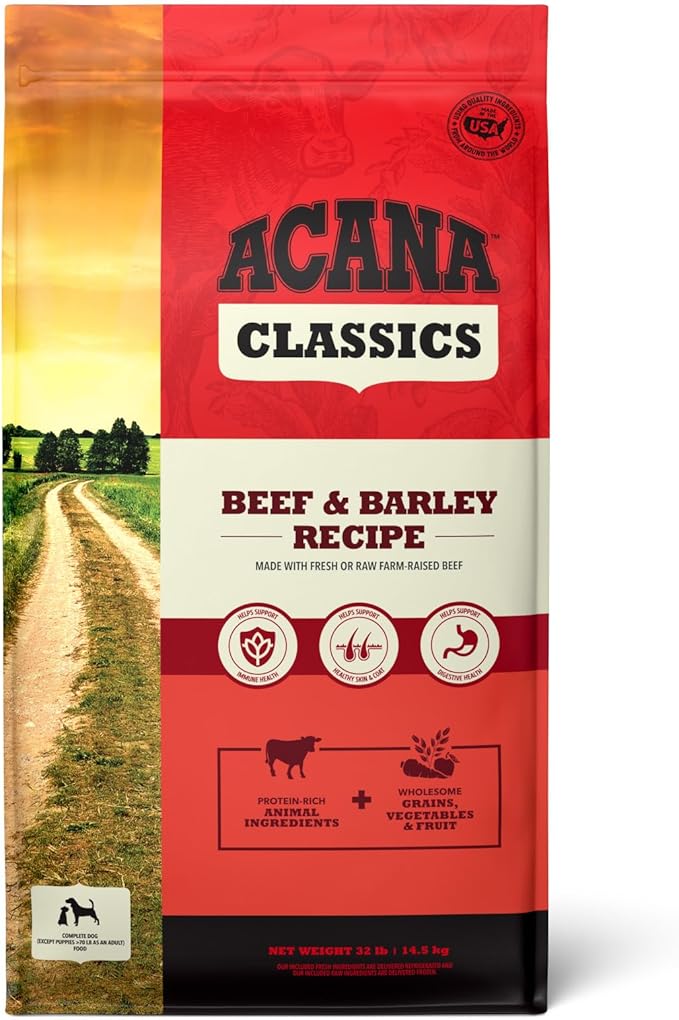 ACANA Classics Dry Dog Food Beef and Barley Recipe 32lb Bag