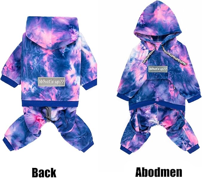Dog Hoodies Winter Coat for Large Medium Dogs, Pullover 7 Legs Warm Coat Hooded Sweatshirt, Fleece Hoodie for Cold Weather (Bandhnu Pink, 4X-Large)