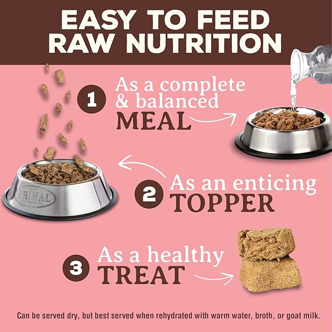 Primal Freeze Dried Raw Cat Food Nuggets Beef & Salmon, Complete & Balanced Meal or Topper, Premium, Healthy, Grain Free, High Protein Raw Cat Food with Probiotics (5.5 oz)