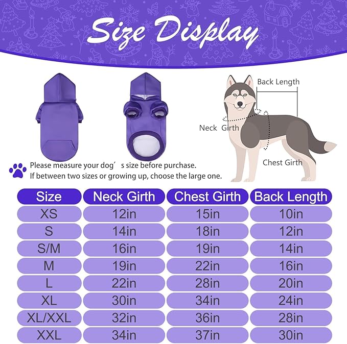KOOLTAIL Basic Dog Hoodie - Soft & Warm Dog Hoodie Sweater with Leash Hole and Pocket, Dog Winter Coat, Cold Weather Clothes Sweatshirt for Small Medium Large Dogs Puppy Cat Boys Girls Purple S