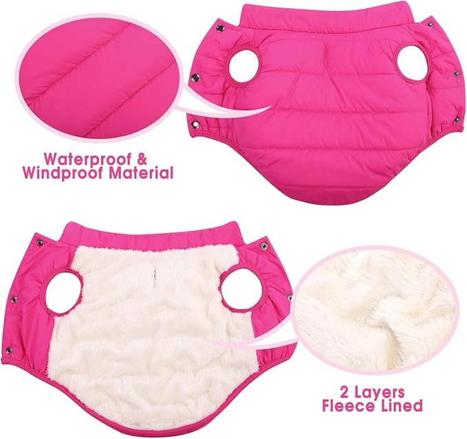 ASENKU Dog Winter Coat - Waterproof Windproof Dog Jacket, Warm Snowproof Doggie Puffer Vest for Cold Weather, Lightweight Snow Coats for Small Medium Large Dogs (Pink, S)
