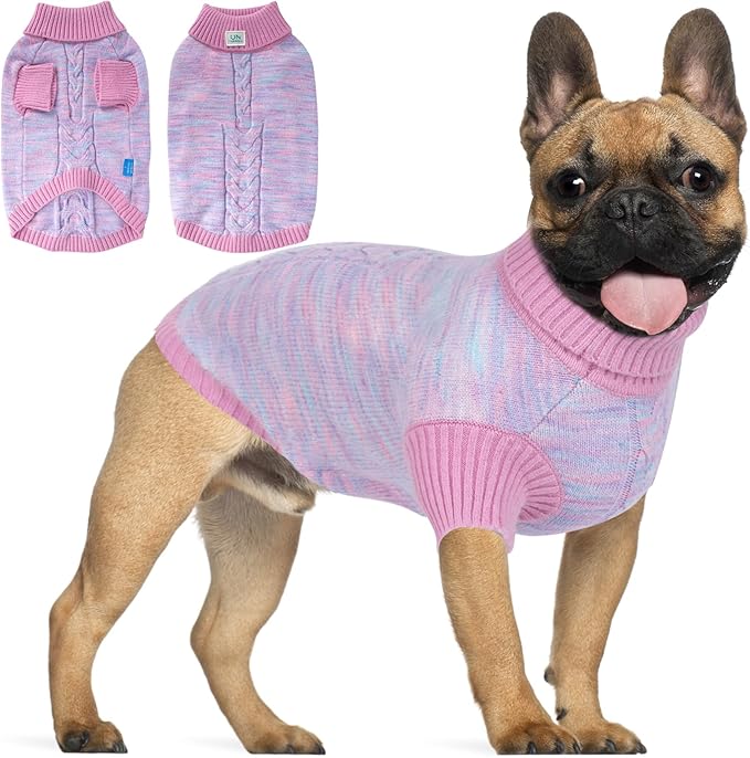 Pet Clothing,Turtleneck Dog Sweater,Sweaters for Dogs Boys and Girls,Pullover Dog Sweaters,Pet Knitted Clothes,Fit for Different Kinds Dogs,for Spring,Autumn and Winter(Pink L)