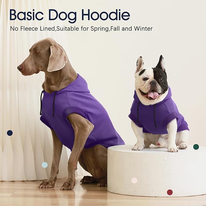IECOii Dog Sweatshirts for Large Dogs, Basic Dog Hoodie for Large Size Dogs, Pet Pullover Sweatshirt with Hood Lightweight Fall Sweater for Doberman, Pitbull, Labrador, Purple, 2XL (No Fleece Lined)