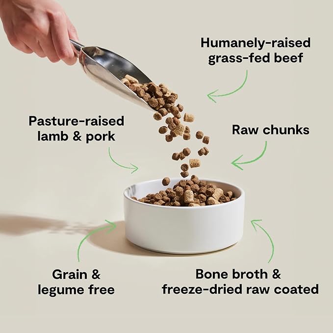Open Farm, RawMix Grain-Free Dry Dog Food, Protein-Packed Kibble Coated in Bone Broth with Freeze Dried Raw Chunks, Beef Pork & Lamb, Front Range Recipe, 3.5lb Bag