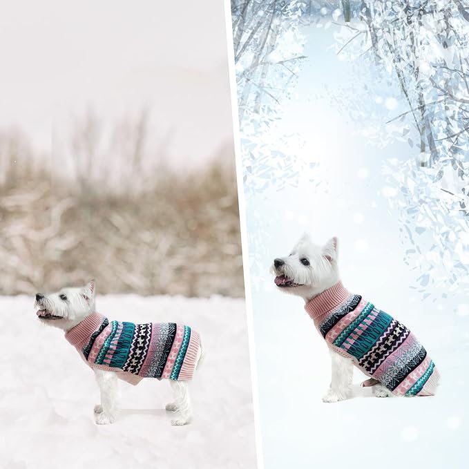 Mihachi Dog Sweater - Winter Coat Apparel Clothes with Colorful Stripes for Cold Weather