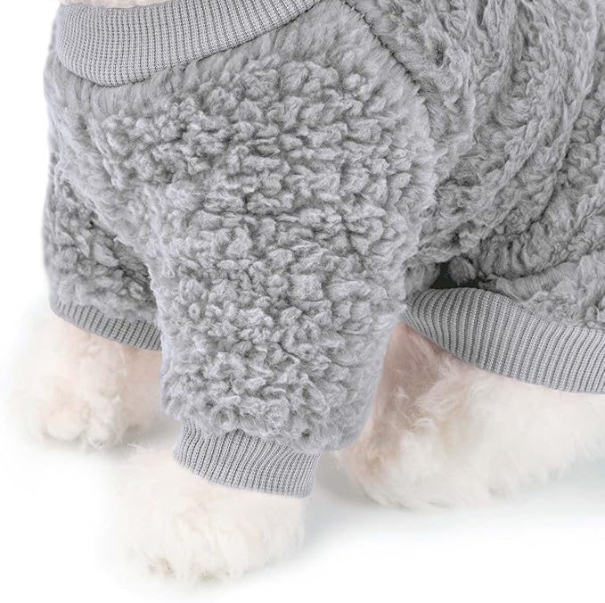 Dog Sweaters Clothes Coat for Small Dogs Boy or Girl Cat Puppy Coat Sweatshirts Soft Warm Fluffy Winter Jacket Apparels (Grey, X-Small)