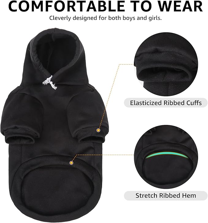 SCENEREAL Thanksgiving Dog Hoodie with Leash Hole Male Female - Warm & Soft Fleece Pet Sweater Clothes Sweatshirt with Leaf Pattern, Cold Weather Coat for Small Medium Large Dogs Puppies, S