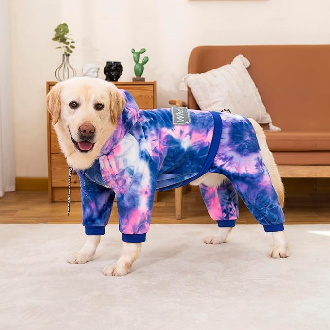 Dog Hoodies Winter Coat for Large Medium Dogs, Pullover 7 Legs Warm Coat Hooded Sweatshirt, Fleece Hoodie for Cold Weather (Bandhnu Pink, 2X-Large)