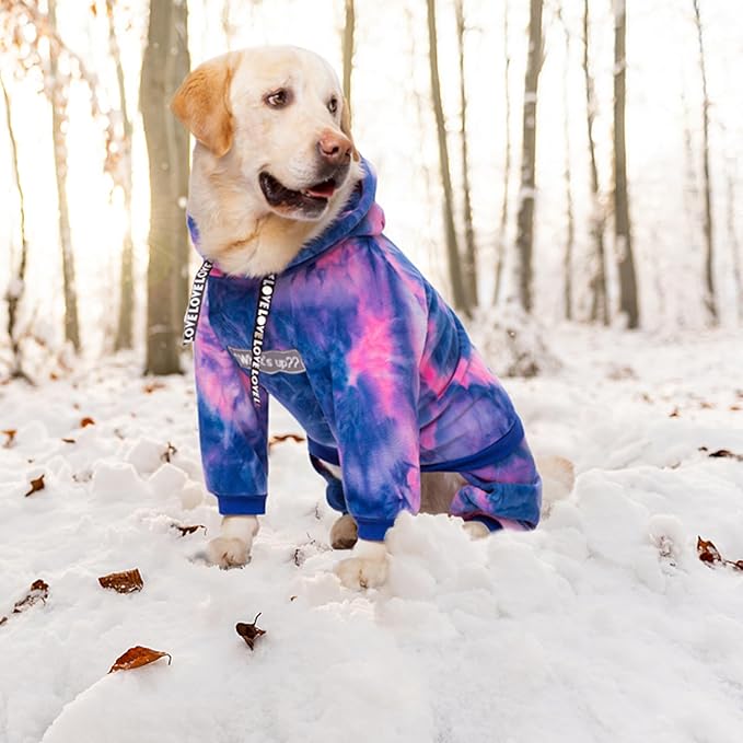 Dog Hoodies Winter Coat for Large Medium Dogs, Pullover 7 Legs Warm Coat Hooded Sweatshirt, Fleece Hoodie for Cold Weather (Bandhnu Pink, 6X-Large)