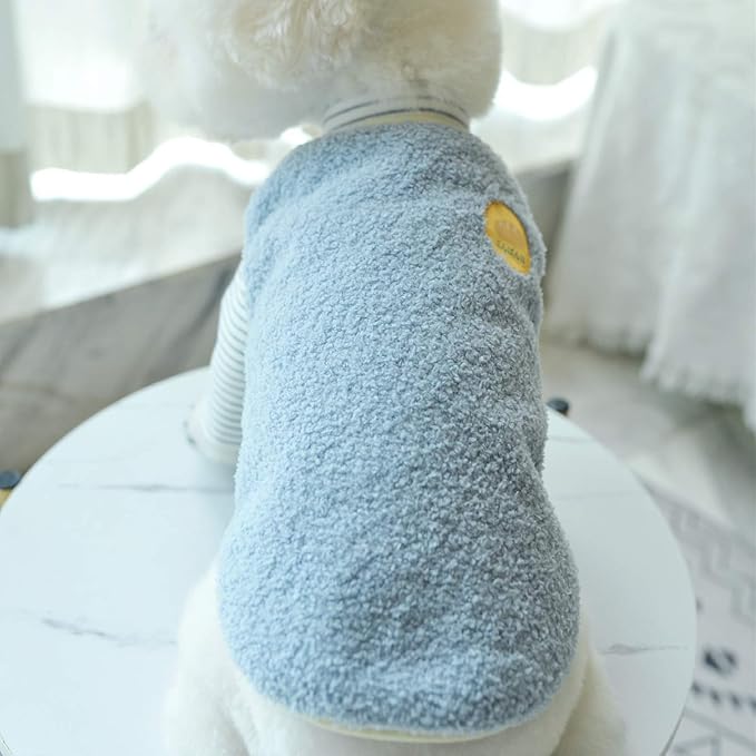Warm Plush Dog Vest for Winter Soft Fleece Lining Sweater for Small dog Cat Cute Puppy Kitten Clothes Blue 16