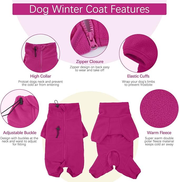 ROZKITCH Dog Jackets for Small Dogs, Pet Windproof Warm Cold Weather Jacket Vest Cozy Jumpsuit Apparel Outfit Clothes for Small Medium Large Dog Walking Hiking Sleep Pink S
