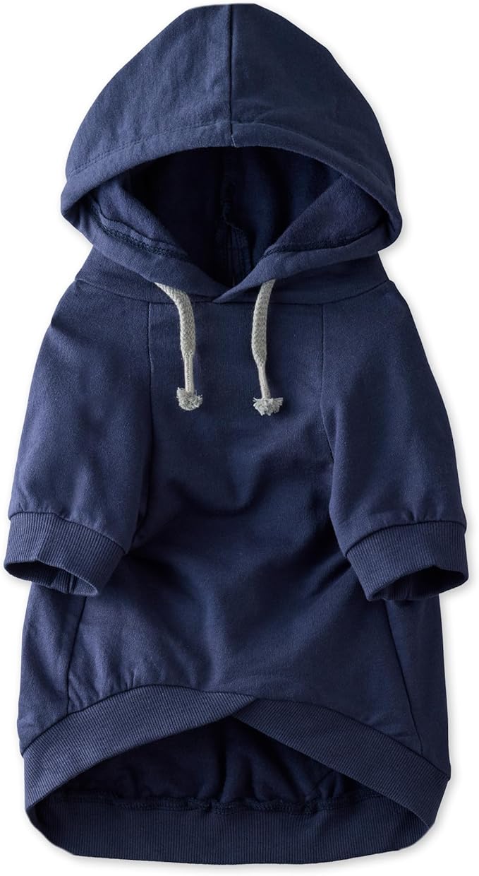 Rocky II - The Extra Comfy Hoodie, Organic Cotton and Recycled Poly Dog Hoodie Pet Coat Sweater for Small, Medium, Large Dogs, Navy, X-Small
