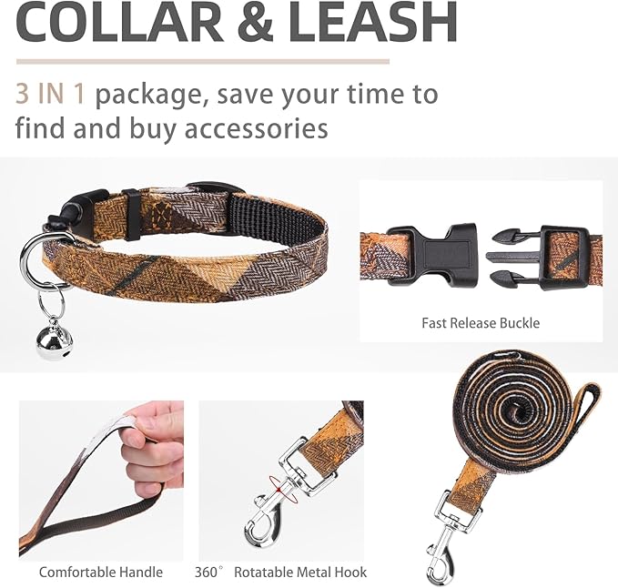 PUPTECK Adjustable Dog Harness Collar and Leash Set Step in No Pull Pet Harness for Small Medium Dogs Puppy and Cats Outdoor Walking Running, Soft Mesh Padded Reflective Vest Harnesses, Orange XXS