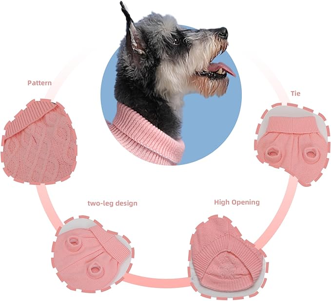 Dog Pullover Sweater, Cold Weather Cable Knitwear, Warm Clothes for Chihuahua, Bulldog, Dachshund, Pug, Yorkie,Dog Outfits for Small Dogs (Pink XS)…