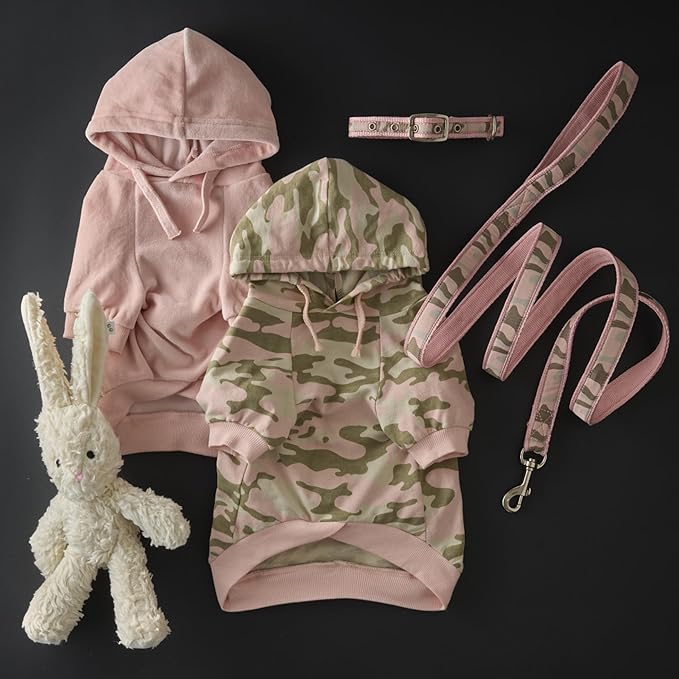 Cooper II Organic Cotton Velour Dog Hoodie Pet Coat for Small, Medium and Large Dogs, Pink, XX-Large (70-110 lbs)