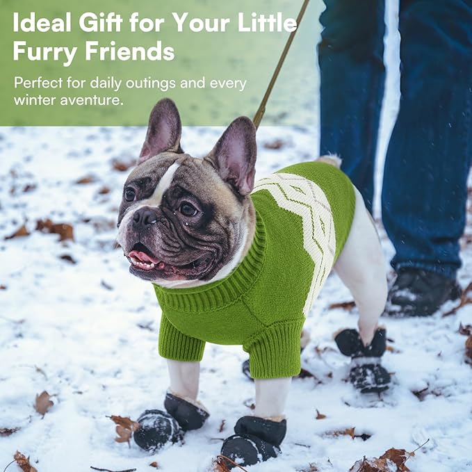 Queenmore Warm Dog Sweater, Soft Pet Knitwear, Knitted Pullover, Winter Pet Clothes for Small Medium Dogs Cats