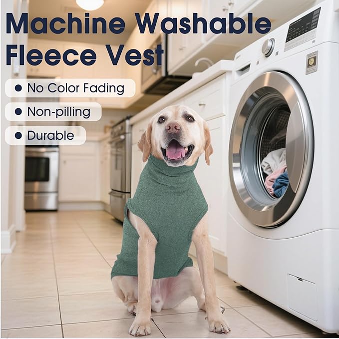 IECOii XXXL Dog Sweater - Snug Dog Turtleneck Sweater, Green,XXX-Large, Warm Christmas Winter Pullover Sweatshirt,Machine Washable Fleece, Extra Stretchy for Extra Large Dogs Like Labrador,Doberman
