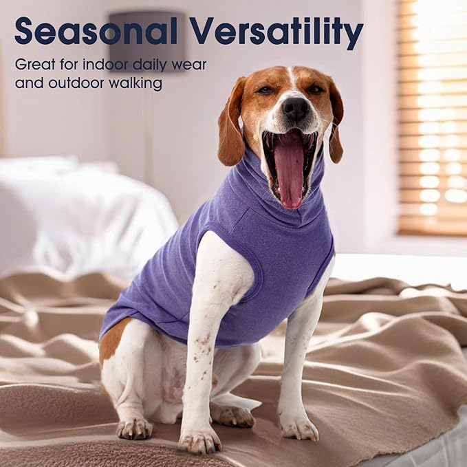 IECOii XL Dog Sweater - Stretch Fleece Vest with Turtleneck - Purple,X-Large, Warm Pullover Dog Fleece Coat for Large Dogs - Christmas Pet Sweatshirt for Boys & Girls, Machine Washable