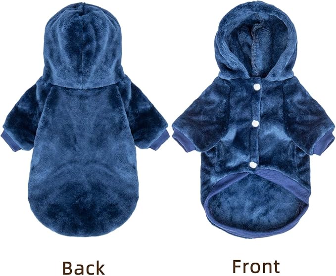 FabriCastle Dog Hoodie Sweater for Small Dogs Boy and Girl, Dog Clothes XS XXS Puppy Sweatshirt, Pet Outfit, Cat Clothing Super Soft Warm Snap On Closure (Navy, Medium)