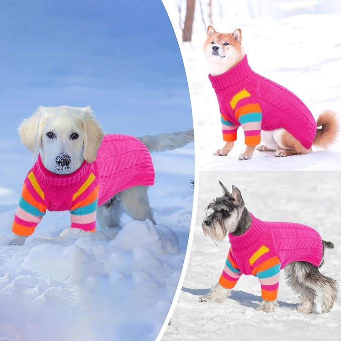 Dog Sweaters Turtleneck, Large Dog Sweater Thick Warm, Stretchy Winter Sweaters for Large Size Dogs, Warm Thick Christmas Dogs Sweater, St Bernard, Great Dane (Rosered XXXXXL)