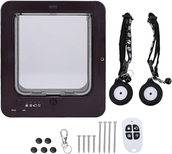 Smart Cat Door, Smart Sensor Identification Automatic Cat Door, Collar Activated Pet with Remote Control and Easy Installation for Cats Dogs