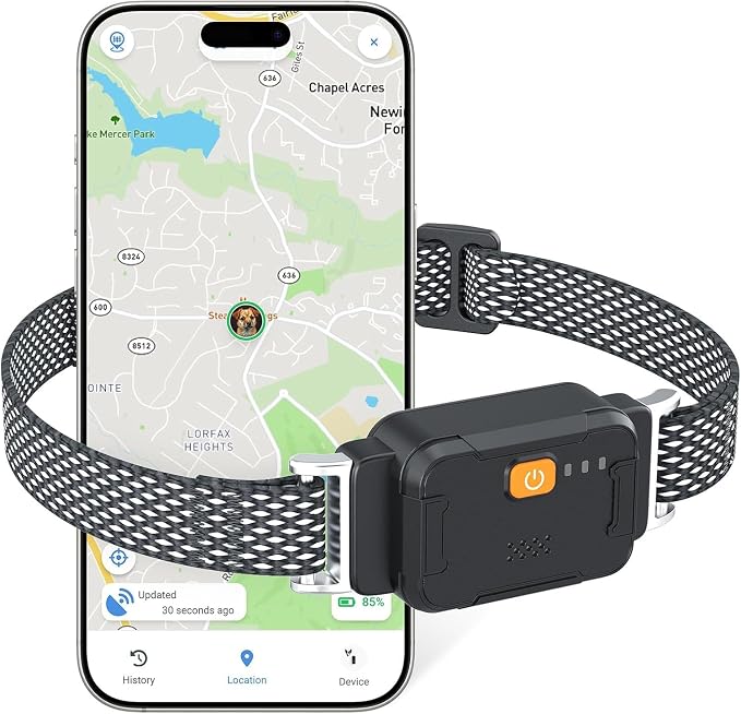 AOZOOM Electric Dog Fence,GPS Wireless Virtual Fence Dog Collar,Black | Smart GPS Dog Collar,GPS Pet Tracker with App-Supported,Adjustable IPX7 Water-Resistant Electric Fence Collar for Outdoor