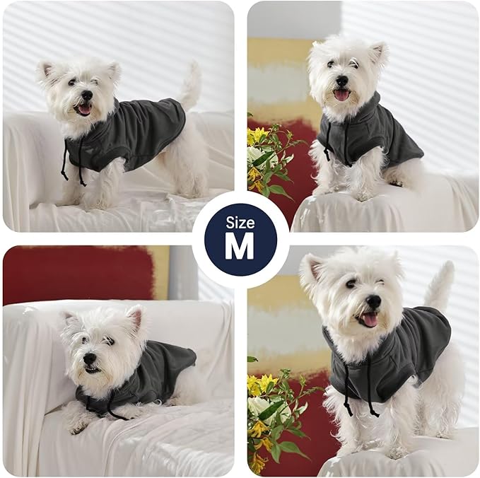 IECOii Dog Hoodie for Small Dogs,Thin Dog Sweatshirt with Hood Suit for Spring Fall Early Winter,Breathable & Lightweight Pet Sweater for Schnauzer, Pug,French Bulldog,Grey, M (No Fleece Lined)