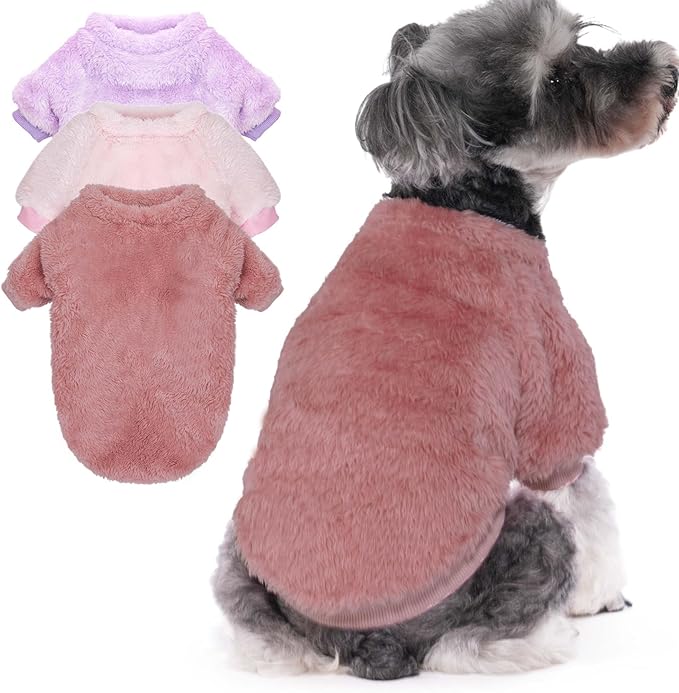 Dog Sweaters Clothes Coat for Small Dogs Boy or Girl Cat Puppy Coat Sweatshirts Soft Warm Fluffy Winter Jacket Apparels (Old Rose,Pale Pink,Pale Lavender, Small)