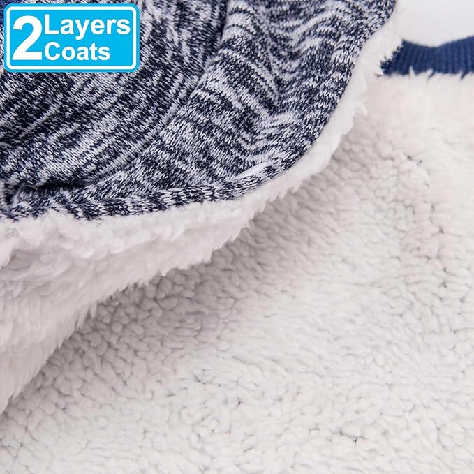 Dog Sweater, Dog Sweaters for Small Dogs, 2, 3 Pack Warm Soft Pet Clothes for Puppy, Medium Large Cat, Dogs Girl or Boy, Dog Shirt for Winter Christmas (Coat Grey+Navy, Large)