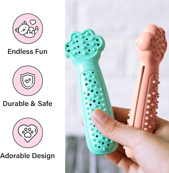 Cat Teething Toy, Cute Cat Paw Kitten Chew Toys for Cat Dental Care, Cat Treat Dispenser Toy for Kitten Chewing, Kicking and Boredom Releasing, Pet Puzzle Toys for Indoor Cats (Green-1 PCS)