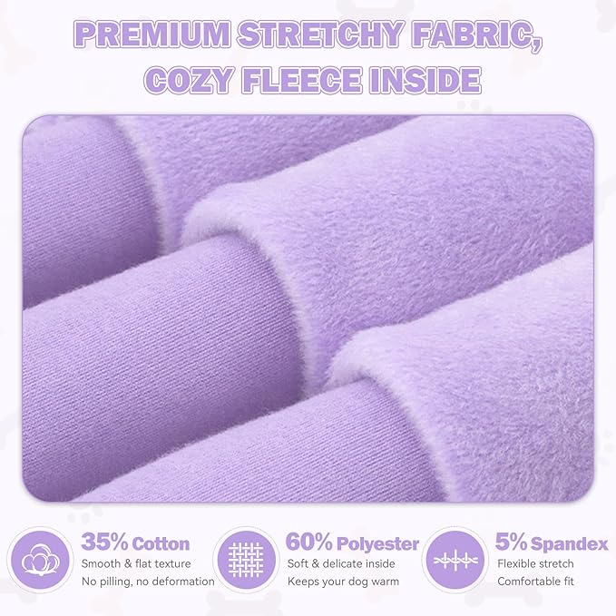 Dog Sweaters,Dog Hoodie,Cozy Fleece Interior Sweatshirt with Hood & Pocket,Leash Hole,Pet Clothes Sweater for Small,Medium,and Large Dogs,Light Purple&M
