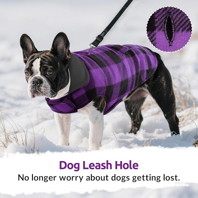 ASENKU Dog Jacket Plaid Reversible Reversible Dog Vest Waterproof Cold Winter Clothes Pet Apparel for Small Medium Large Dogs (S, Purple)