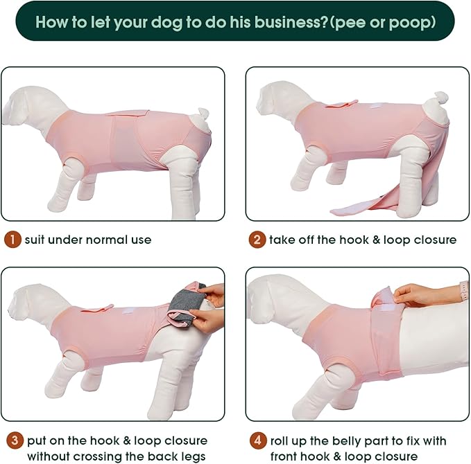 Kuoser Dog Surgery Suit - Female Spay & Male Neuter Recovery Onesie, Anti-Licking Abdominal Wounds Pet Surgical Recovery Bodysuit, Substitute E-Collar & Cone