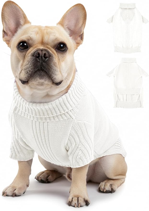 Dog Sweaters for Small Medium Large Dog, Classic Turtleneck Pet Clothes Warm Thermal Doggy Winter Coat, Thick Double Knitting Collar Pullover Cold Weather Puppy Jacket for Indoor & Outdoor Wear
