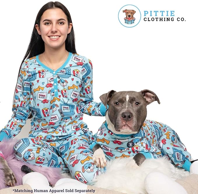 Pittie Clothing Pit Bull Dog Pajamas – Full Coverage Dog Onesie, Soft Pajama Outfit for Medium, Large, XL & XXL Breeds