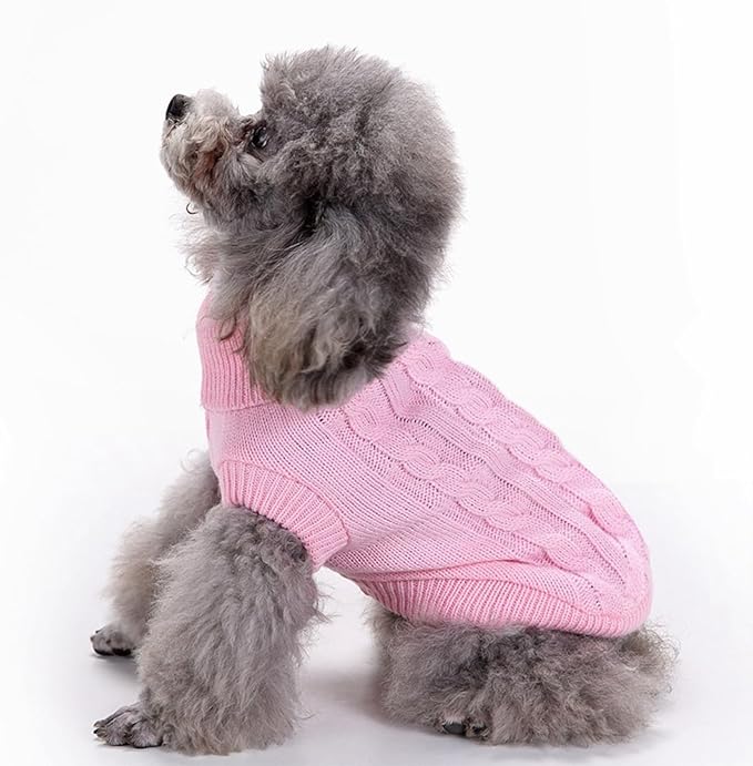 CHBORCHICEN Small Dog Sweaters Knitted Pet Cat Warm Dog Sweatshirt Winter Clothes Kitten Puppy Sweater (XX-Small, Pink)