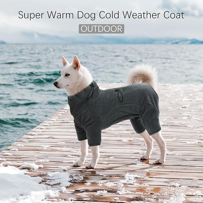 ROZKITCH XL Dog Pajamas, Pet Windproof Warm Cold Weather Jacket Vest Cozy Jumpsuit Apparel Outfit Clothes for Small Medium Large Dog Walking Hiking Sleep Grey XL