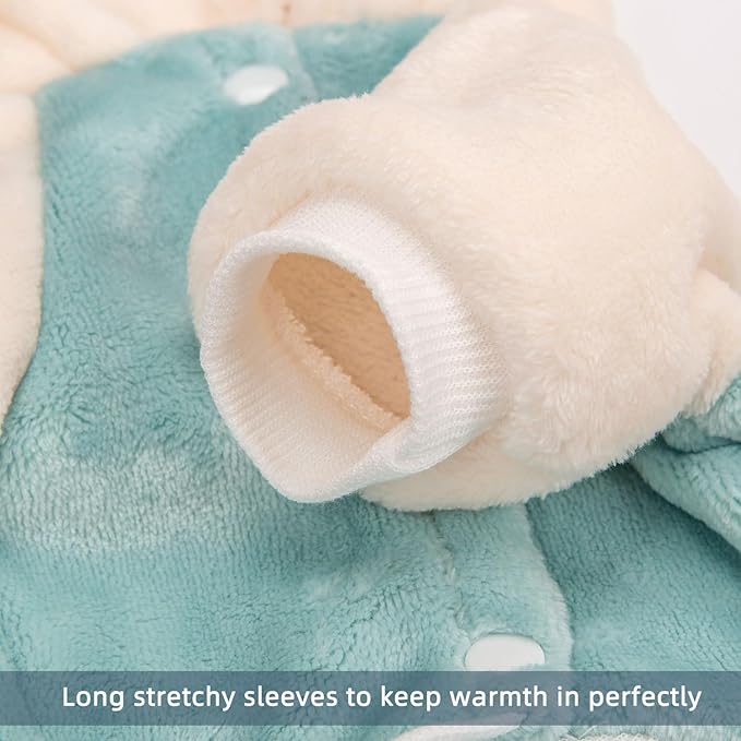 FabriCastle Dog Hoodie Sweater for Small Dogs Boy and Girl, Small Dog Clothes XS XXS Puppy Sweatshirt, Pet Outfit, Cat Clothing Super Soft Warm Snap On Closure (Green-Cream, X-Large)