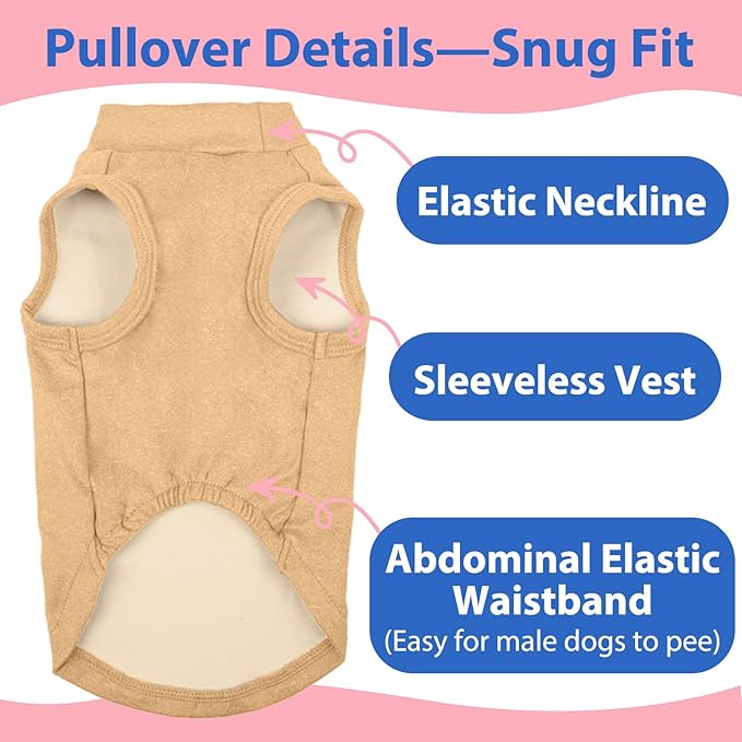 Fleece Sweater for Smalll Dogs - Khaki, M - Pullover Vest | Stretchable Warm Sweatshirt, Lightweight Winter Jacket for Free Movement,Seasonal Dog Shirt,Shih Tzu, Papillon