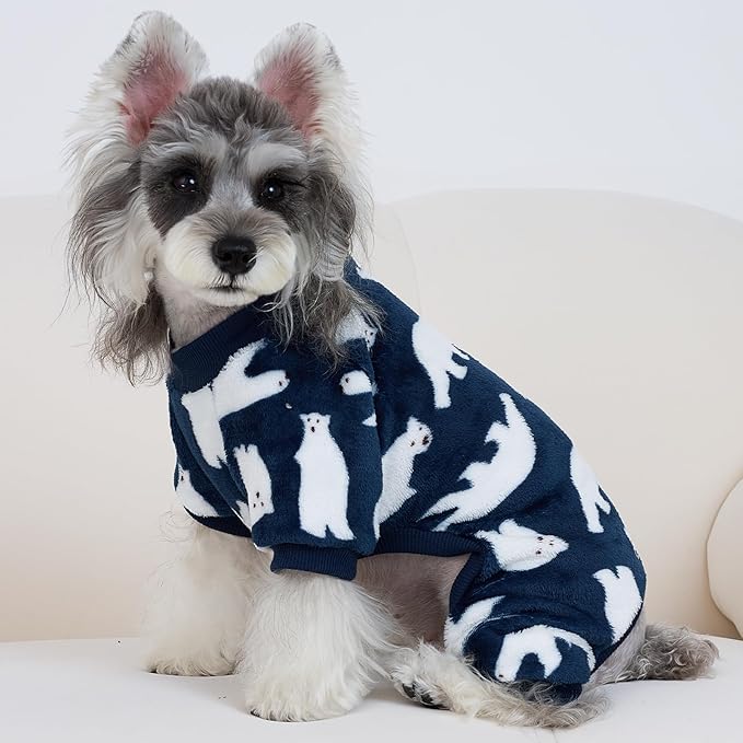 XPUDAC Dog Pajamas Polar Bear Fleece Dog Sweater for Small Medium Dogs Girl Boy Winter Puppy Clothes Pet Outfit Jumpsuit, M