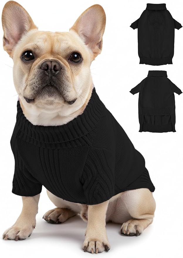 Dog Sweaters for Small Medium Large Dog, Classic Turtleneck Pet Clothes Warm Thermal Doggy Winter Coat, Thick Double Knitting Collar Pullover Cold Weather Puppy Jacket for Indoor & Outdoor Wear