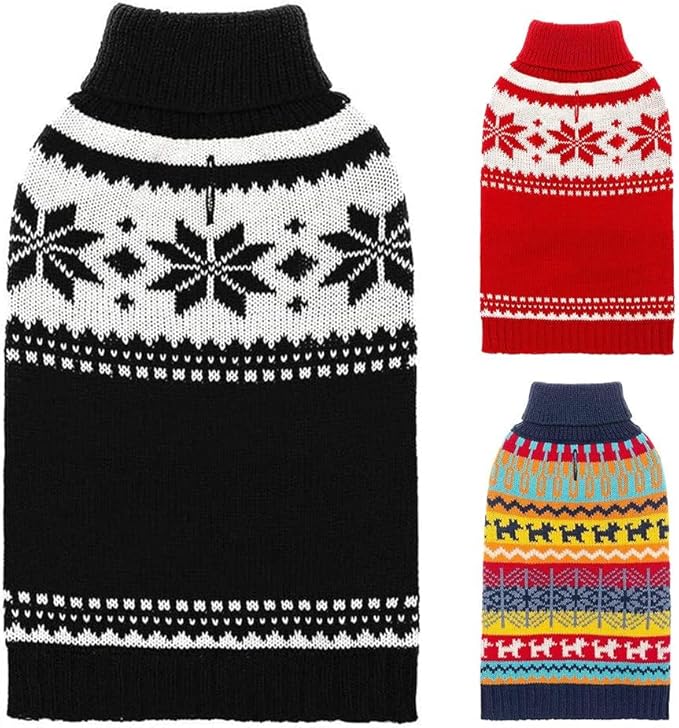Mihachi Dog Sweater - Winter Coat Apparel Clothes with Colorful Stripes for Cold Weather