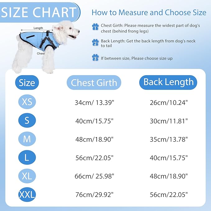 Gyuzh Dog Coat with Harness,Dog Winter Coat Jackets,Winter Waterproof Dog Coat Warm Cold Weather Dog Coat with Harness Built in for Small Medium Large Dogs