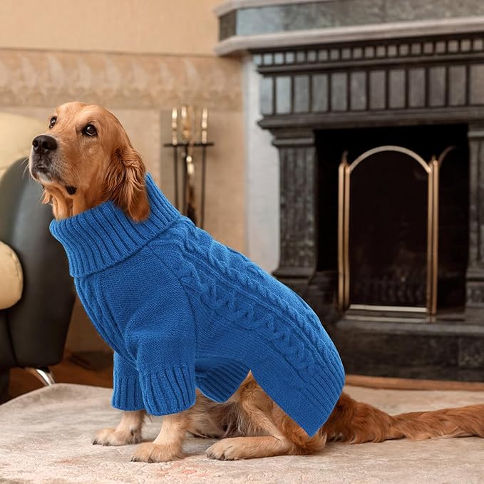 ASENKU Knitted Dog Sweater, Pullover Big Thermal Dog Winter Sweater, Turtleneck Doggy Sweaters for Large Medium Dogs Boy Girl,Warm Pet Sweatshirt for German Shepherd,Great Dane,5XL