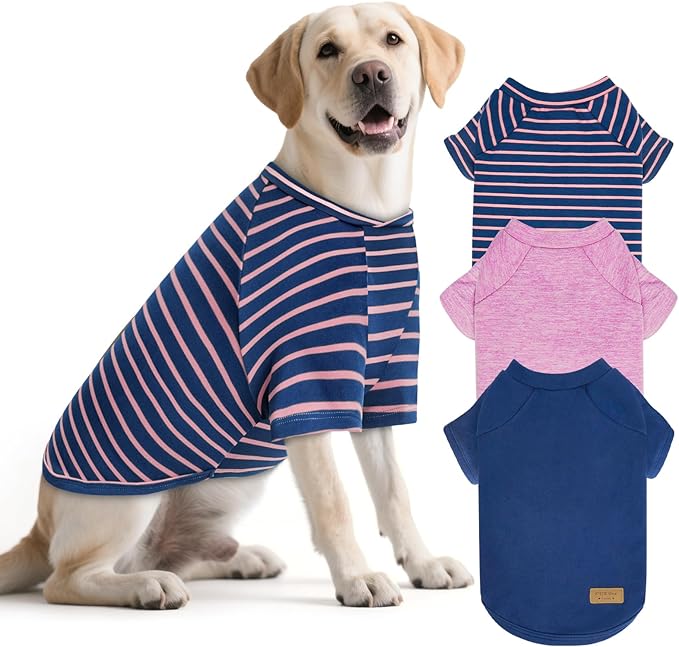 KYEESE 3Pack Dog Sweater, Soft Pet Sweatshirt Pullover Stretchy Dog Sweater for Medium Large Dogs Girl Boy, Lightweight Fleece Pet Shirt Clothes with Sleeves, 2XL